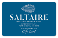 saltaire logo, closed clam. over blue background